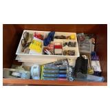 2 Drawers of Office Supplies, Sharpies, Rubber