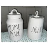 2 Rae Dunn white ceramic canisters