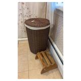 Wicker Hamper and Small Stool