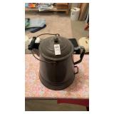 Antique Enamel Coffee Water Kettle Over the Fire