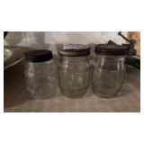 Lot of 3 Glass Barrel Bank Jars