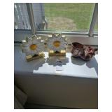 Enameled brass daisy cardholder lot