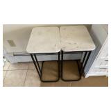 2 Small Marble-Top End Tables 16x12in.