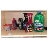 Cabinet contents, High Shine Wax, Faux Flowers,