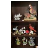 3 Shelves of Decorative Birds