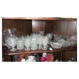 Shelf Lot of Crystal Glass and Pitcher Set