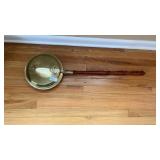 Vintage Brass Bed Warming Pan with Wood Handle