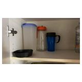 Pizzelle Maker, Pitchers, other Cabinet Contents