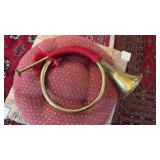 Brass Post Horn, Owl Trivet, Brass Items, and