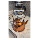 Vintage Metal Copper and Porcelain Teapot