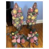 Faux fruit trees & wall decor