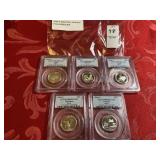 Five 2004  S Silver State 25C PCGS PR69DCAM