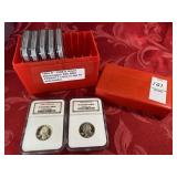 Seven 1992-S - 1998-S Silver Washington 25C NGC