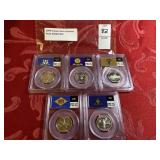 Five 1999  S Silver State 25C PCGS PR69DCAM