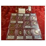 Twelve 2009 P&D DC and US terri, 25C PCGS SP68