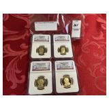 Four 2008 presidential $1 NGC PF70 UCAM