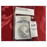 2008 Silver Eagle NGC MS70
