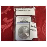 2007  W burnished silver eagle NGC MS70 ER