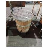 Antique wooden barrel with lid as is