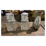 vintage pressed glass pickle castor jars and