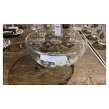 Lead Crystal Bowl with 6 Wine Glasses