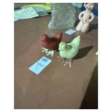 Vintage plastic egg laying chickens with  eggs