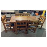 Rustic Style Wooden Table with 6 Chairs 65x33in.