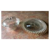 Pyrex Casserole & Large Crystal Platter
