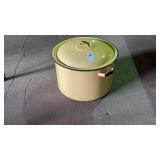 Yellow Enameled Stock Pot with Black Trim