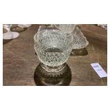 Cut Glass Plate, 2 Cups, and ash tray