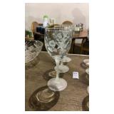 6 Etched Glass Wine Glasses