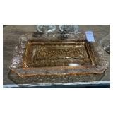 Amber Glass Tray with Last Supper Design