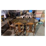 Wooden Table with Leaf and Chairs 38x64in.