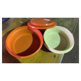 Tupperware Orange Storage & strainer set