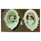 2 Victorian style chalkware wall plaques