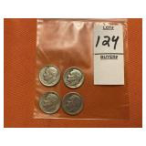 Two 1947 and two 1948 Roosevelt dimes