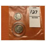 Two 1954 Roosevelt dimes