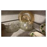 Jeanette Glass anniversary platter, luncheon sets