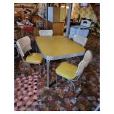 Vintage MCM KITCHEN TABLE & CHAIRS With aluminum