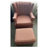 Vintage channel back armchair & matching ottoman