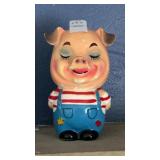 Vintage 1950s Pig in Overalls Piggy Bank