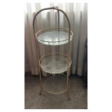 3 Tiered Brass & Glass Accent Stand