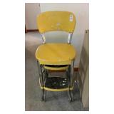 Vintage yellow metal Cosco step stool chair with