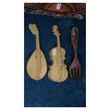 3 Wall Hangers, Instruments and Kitchen Fork