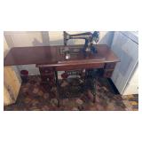 Antique Treadle Sewing Machine & Cabinet