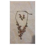 Dark Silver Tone Metal Mesh Red Rhinestone Flower