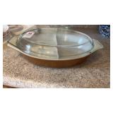 Vintage Pyrex Early American brown divided