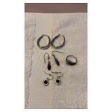 Black and Sliver Tone Ring, Earring Set