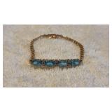 14k Gold Marked Blue Topaz Tennis Bracelet