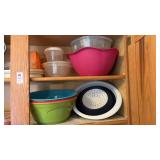 Assorted Mixing Bowls, Food Containers, and Mugs